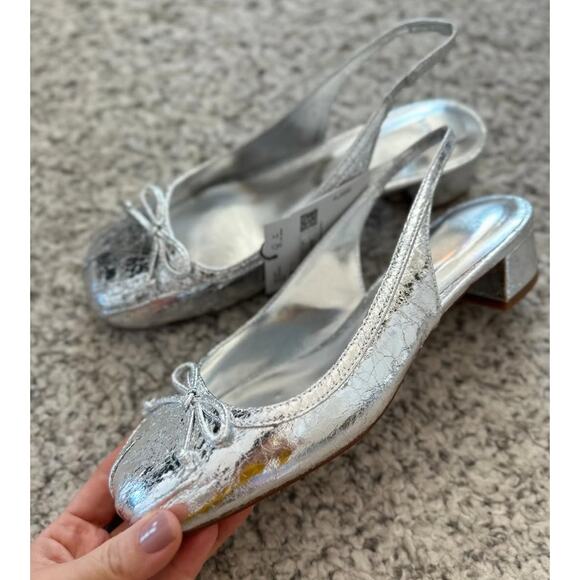 MANGO Metallic Slingbacks NWT - Picture 2 of 9